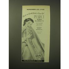 1948 Pearce Blankets Ad - Beauty and Warmth wedded in finest wool