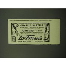 1950 Lou Terrasi's Club Ad - Charlie Shavers & Combo John Kirby