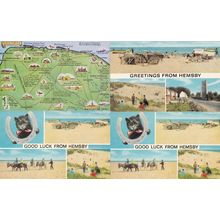 Black Cat Good Luck From Hemsby Map 4x 1970s Norfolk Postcard s