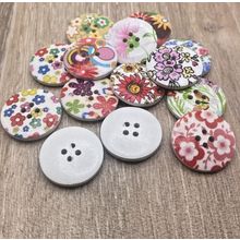 25mm Flower Buttons Wooden Mixed Knitting Adult Cardigans Sewing 4 Hole Crafts