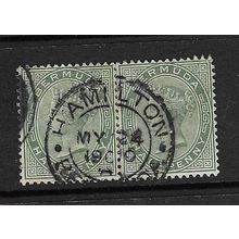 BERMUDA 1883-1904 QV 1/2d CROWN CA PAIR USED SG21a X 2