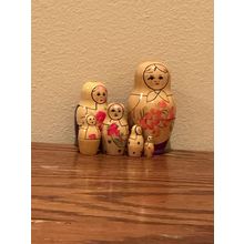 Authentic Handmade Vintage Russian Wooden Nesting Doll (6 Dolls in Total in 1)
