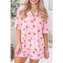 Pink Stars Short Sleeve Shirt and Shorts Bamboo Pajama Set