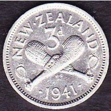 1941 New Zealand Threepence Coin