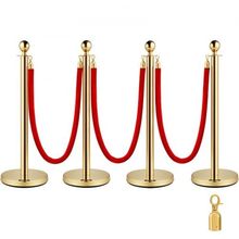 4PCS Gold Stanchion Posts Queue, 38 Inch Red Velvet Rope, Crowd Control Barr...