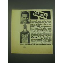 1939 Lucky Tiger Hair Tonic Ad - Danger