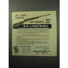 1958 Ithaca Gun X-5 Lightning Rifle Ad - He-Man's .22