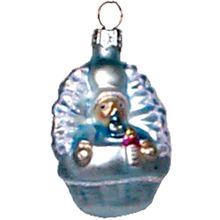 GL1093B - Polish Glass Hand-blown Ornament - Blue Baby - 2.75"H x 1.5"W x 1.25"D