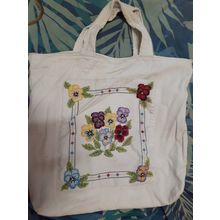 handmade cross stitch bag 44 x 40cm handle a bit tatty