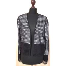 Black Eyelet Cotton Lace Evening Jacket 16 UK