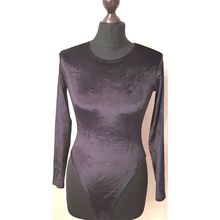 Miss Selfridge Bodysuit Black Velvet Ultrasoft Smooth Body 10 12 UK
