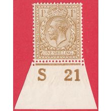 GB KGV 1913 1s BISTRE SG395 MOUNTED MINT CONTROL S 21