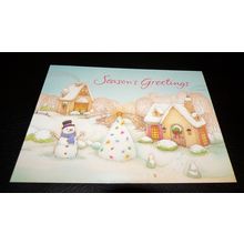 SEASON'S GREETINGS SNOW MAN VINTAGE POST CARD