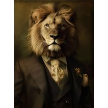 Lion In A Suit Wall Art Print Animal Framed Picture Lion Artwork Big Cat Gift Ar