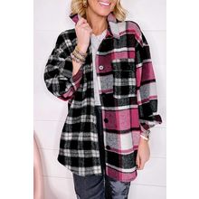 Black Plaid Colorblock Loose Shacket