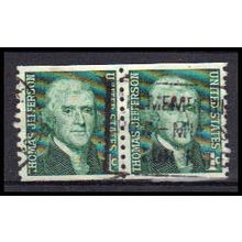 Used 1299 1c Thomas Jefferson Fine Pair KA6201