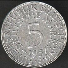 1957 G Germany 5 Mark Silver Coin