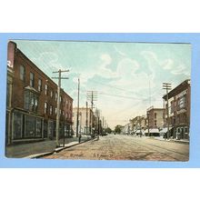 New York Hornell Main St Street Scene w/Old Buildings Trolley Track w/Trol~333