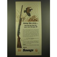 1961 Savage Model 30 Shotgun Ad - Going like sixty.. But not too fast