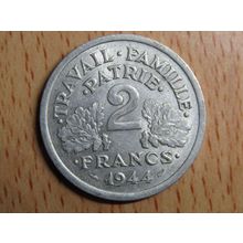 France Republic 1944C 2 Francs Coin
