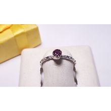 Estate 1/4ct Natural Round Ruby Sterling Silver gear design shank Ring #22201