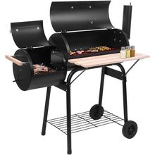 Barbeque Charcoal Grill with Smoker Combo, Oil Drum Charcoal Furnace High-Temper