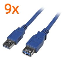 Lot of 9 Startech 6 ft USB 3.0 (5Gbps) Extension Cable A to A -M/F USB3SEXTAA
