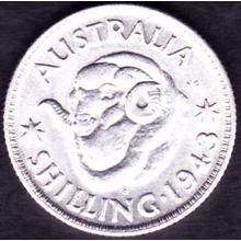 1943 S Australia 1 Shilling Silver Coin