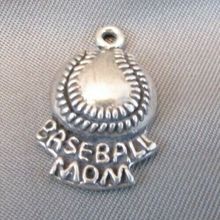 VINTAGE 925 STERLING SILVER BASEBALL MOM PENDANT 3D CHARM Sports USA MADE