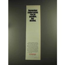 1992 Honda Motorcycles Ad - Run on Gasoline Not Alcohol
