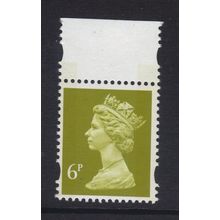 Y1766 UG22 6p Yellow-Olive LITHO QUESTA ~ Unmounted Mint GB Machin.
