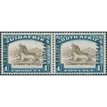 South Africa 1936 1s brown & deep blue Official SGO17bw unused pair