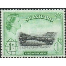 Swaziland QEII 1961 1c Black & Emerald Mounted Mint MM SG 79 Highveld view Stamp