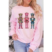 Pink Shimmer Nutcracker Graphic Christmas Pullover Sweatshirt