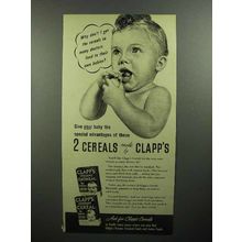 1945 Clapp's Baby Food Ad - Cereals Doctors Feed