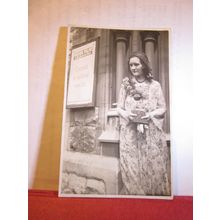 YOUNG LADY BY WAYSIDE PULPIT BOARD CHURCH unused antique RELIGIOUS postcard RP =