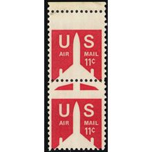 C78, MNH 11¢ Misperforated Freak Error Top Row Pair - Airmail * Stuart Katz