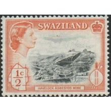 Swaziland QEII 1961 ½c Black & Orange Mounted Mint MM SG 78 Havelock Mine Stamp
