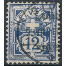 Cross & Numeral: 12c - Switzerland 1882 - F H - MiNr 55