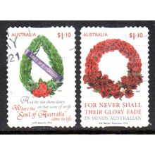 AUSTRALIA: 2021, LEST WE FORGET, ANZAC DAY, SET 2 USED S/A STAMPS. 274/275