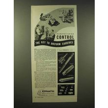 1945 Kennametal Products Ad - Key to Uniform Carbides