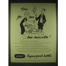 1958 G.E.C. Superspeed Kettle Ad - Tea for Two