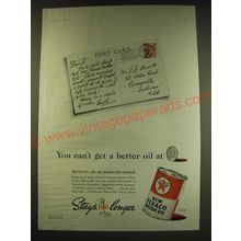 1938 Texaco Motor Oil Ad - You can't get a better oil at 25¢