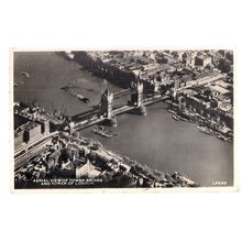 AERIAL THE TOWER & TOWER BRIDGE vintage used postcard 1954 postmark.. Landowne =