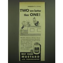 1946 Best Foods Mustard with Horseradish Ad - Two are better than one