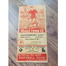 1960/61 Poole Town vs Canterbury City, Southern League, 12/11/60 ** FREE P&P **