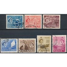 QEII: 7 Values - North Borneo 1954 - FH - SG 373 & 377/82
