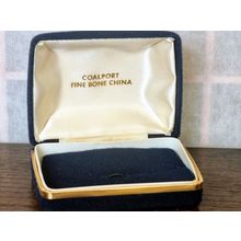 Small Coalport Jewelry Box | Navy Blue Felt Cover | Cream Silk Lining & Gold