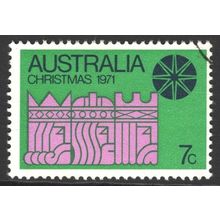 AUSTRALIA 1971: CHRISTMAS - 7c BLUE STAR ON GREEN USED (G5)