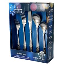 Gibson Home Bishop Hill 20 Piece Stainless Steel Floral Flatware Set in Matte...